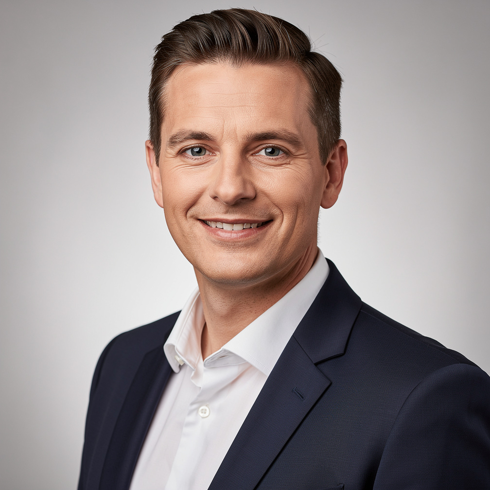 Portrait of a smiling European entrepreneur in a blazer